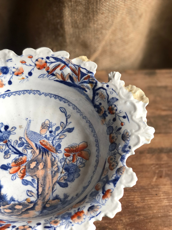 Chinese style footed bowl close up