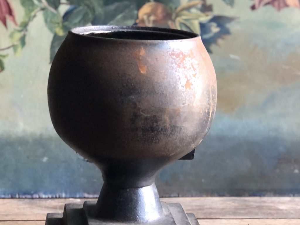Black Metal Urn close up