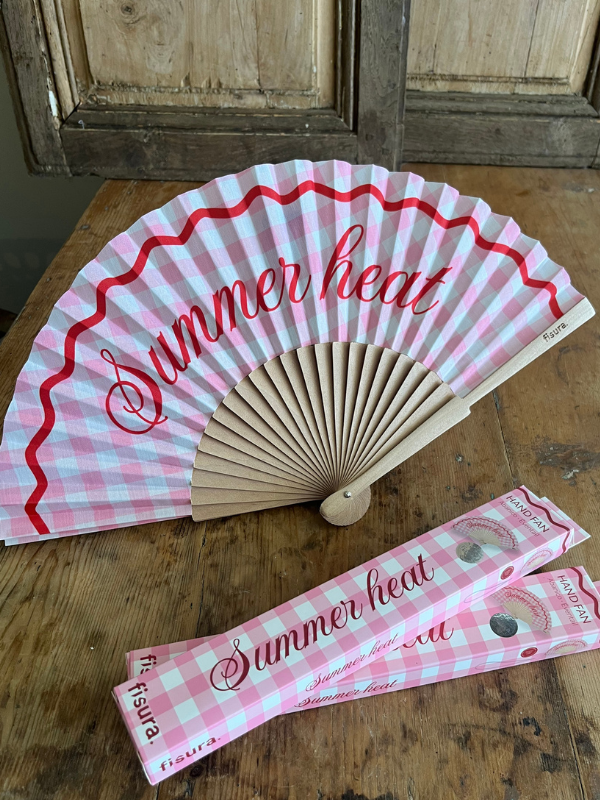 Summer Heat pink gingham fan with boxes